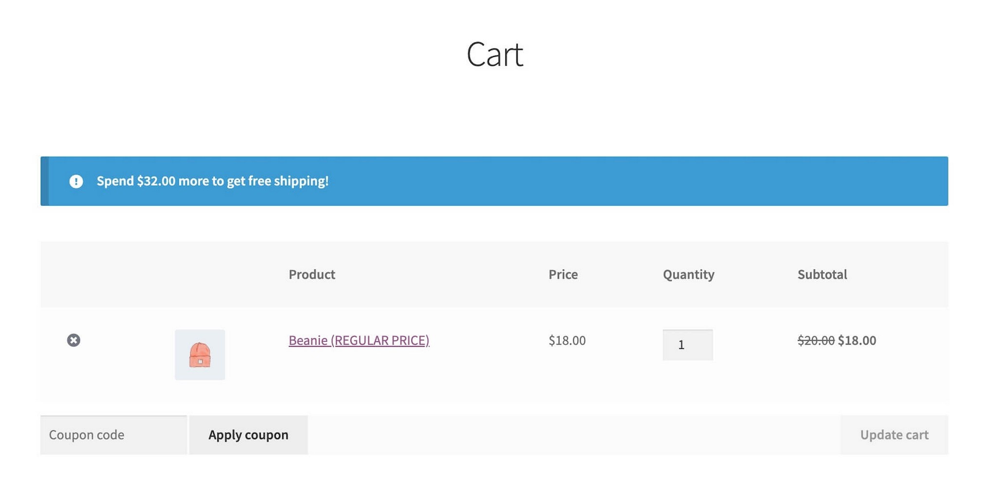 Free shipping threshold on WooCommerce.